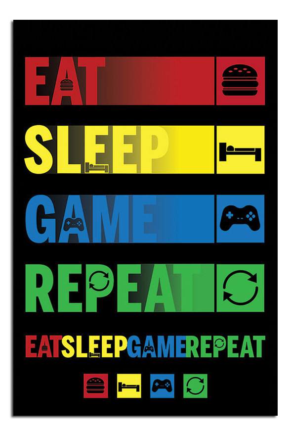 Sleep Eat Nintendo SNES Repeat Poster